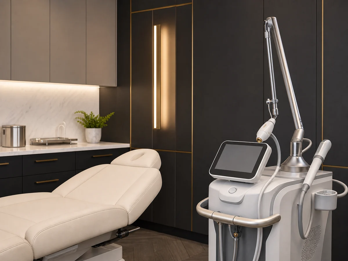 Modern medical-aesthetic laser platform in a clean procedure room